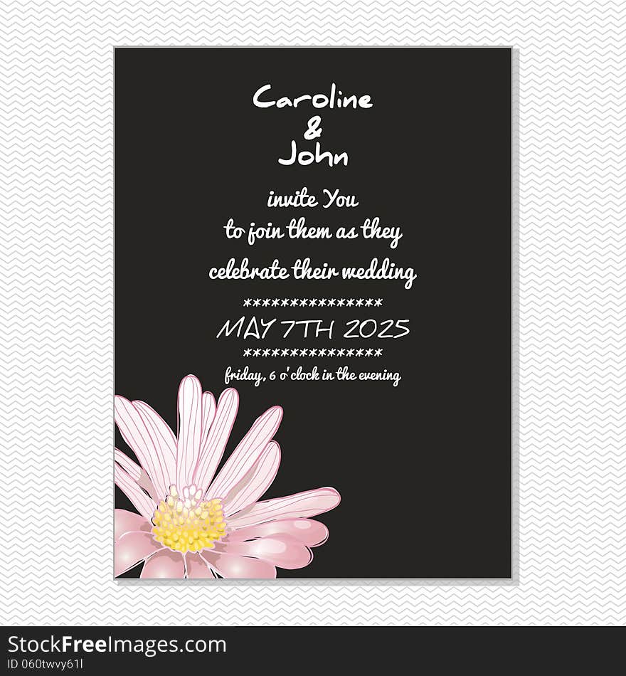 Wedding card or invitation with abstract floral background