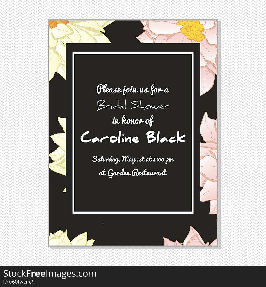 Wedding card or invitation with abstract floral background