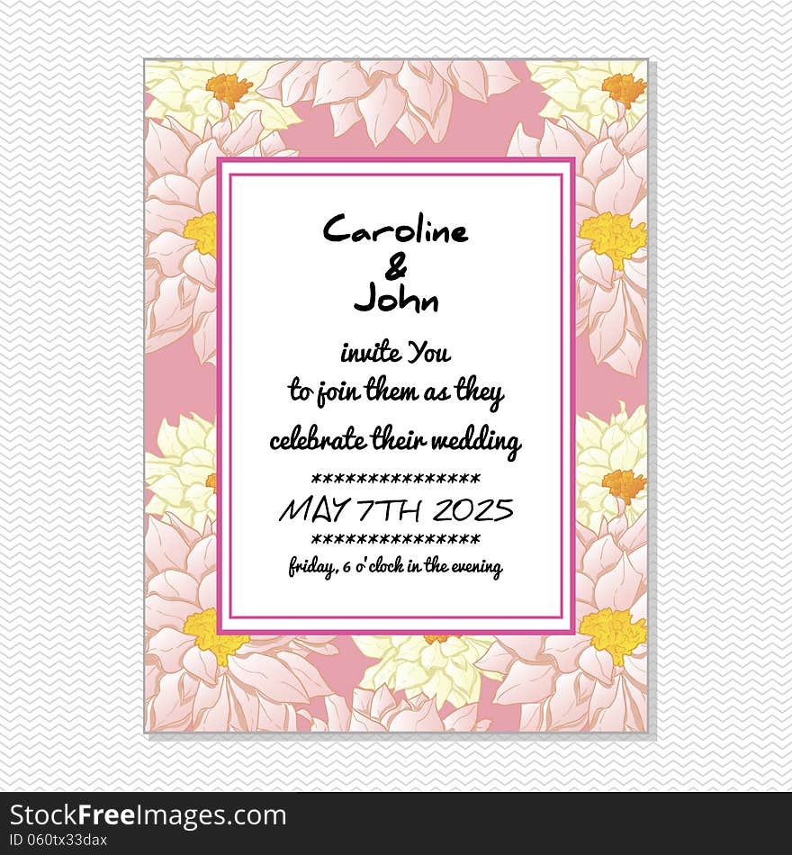 Wedding card or invitation with abstract floral background