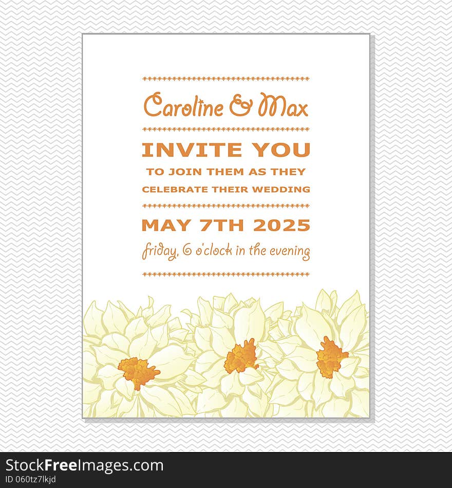 Wedding card or invitation with abstract floral background