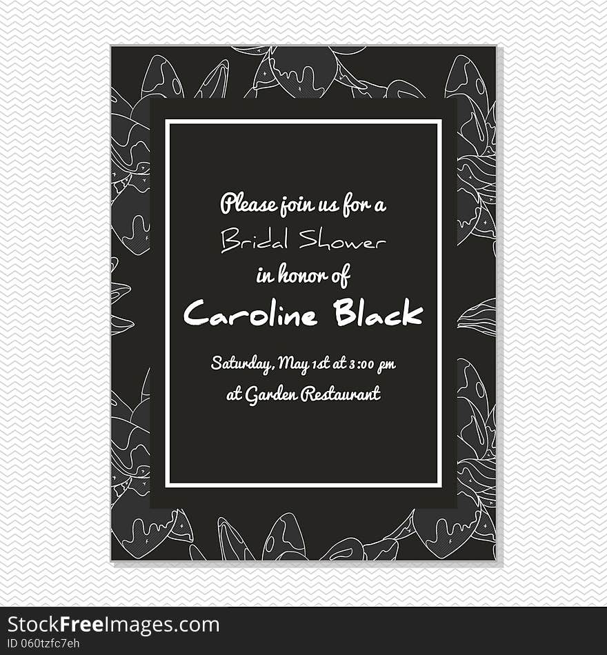 Wedding card or invitation with abstract floral background