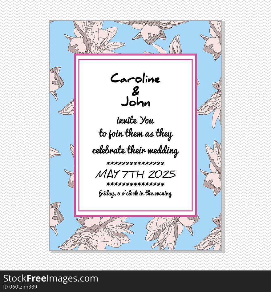 Wedding card or invitation with abstract floral background