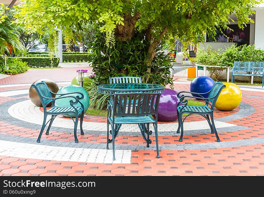 Outdoor chair in the garden