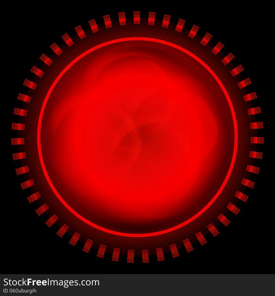 Black background and red abstract circle