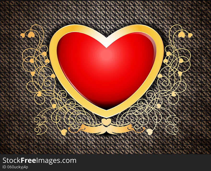 Heart shape on metallic rusty abstract background