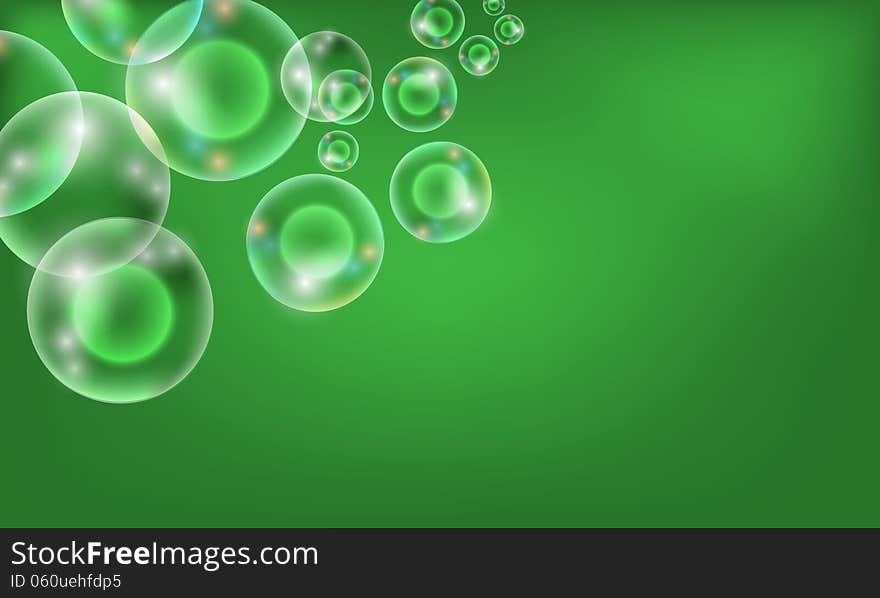 Green abstract background with bubble