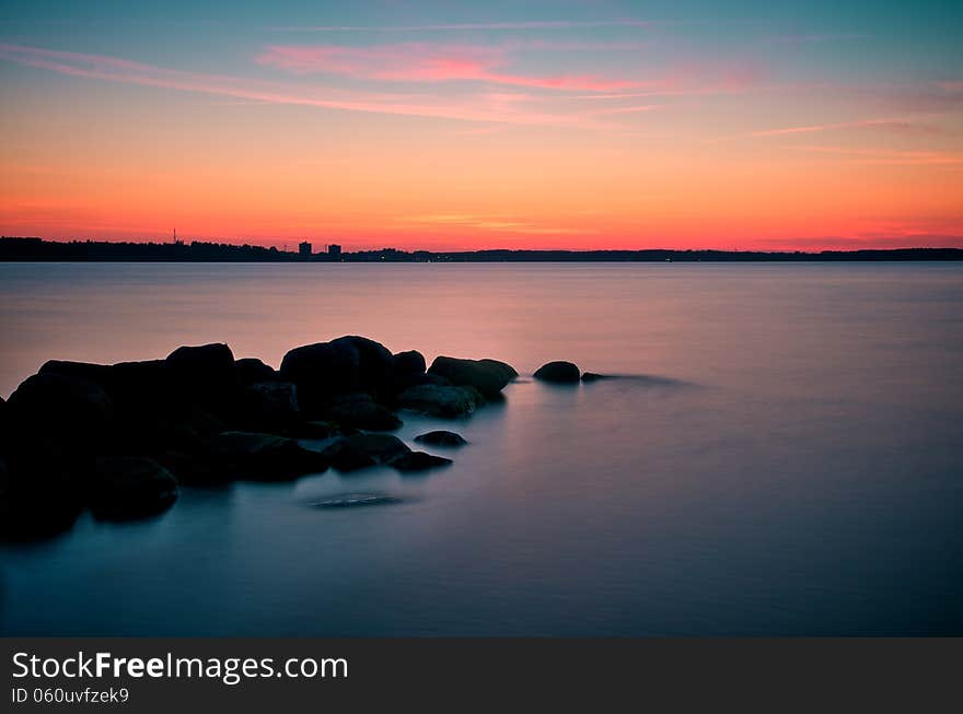 Sunset in laboe, germany