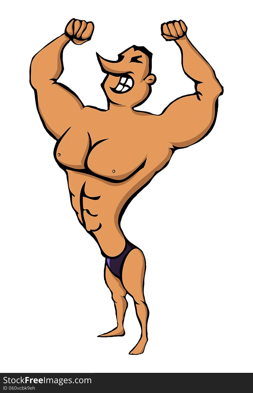 Cartoon strong bodybuilder men character