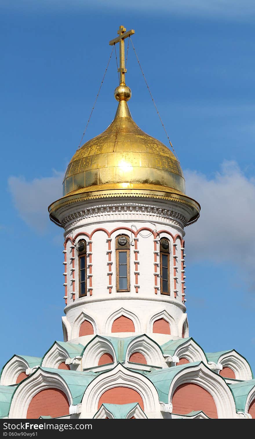 Magnificent views of the dome of the church of the Kazan Kremlin in Moscow