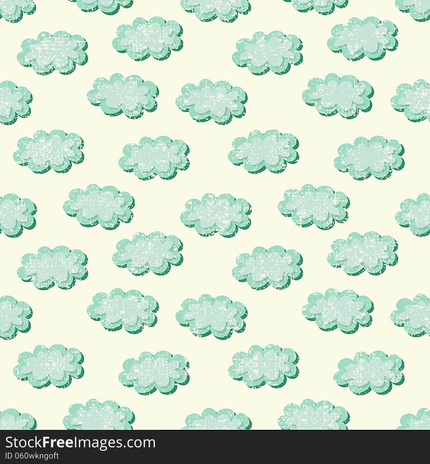 Clouds shabby seamless pattern, vector illustration