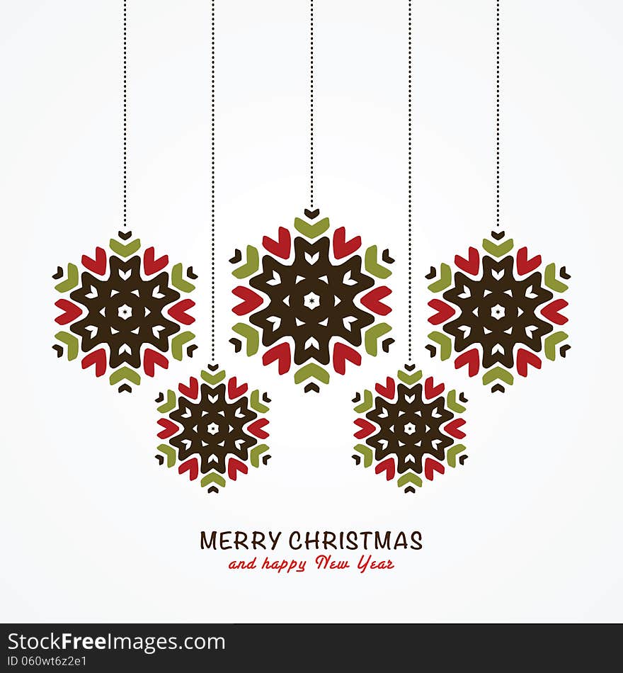 Christmas background with hanging snowflakes