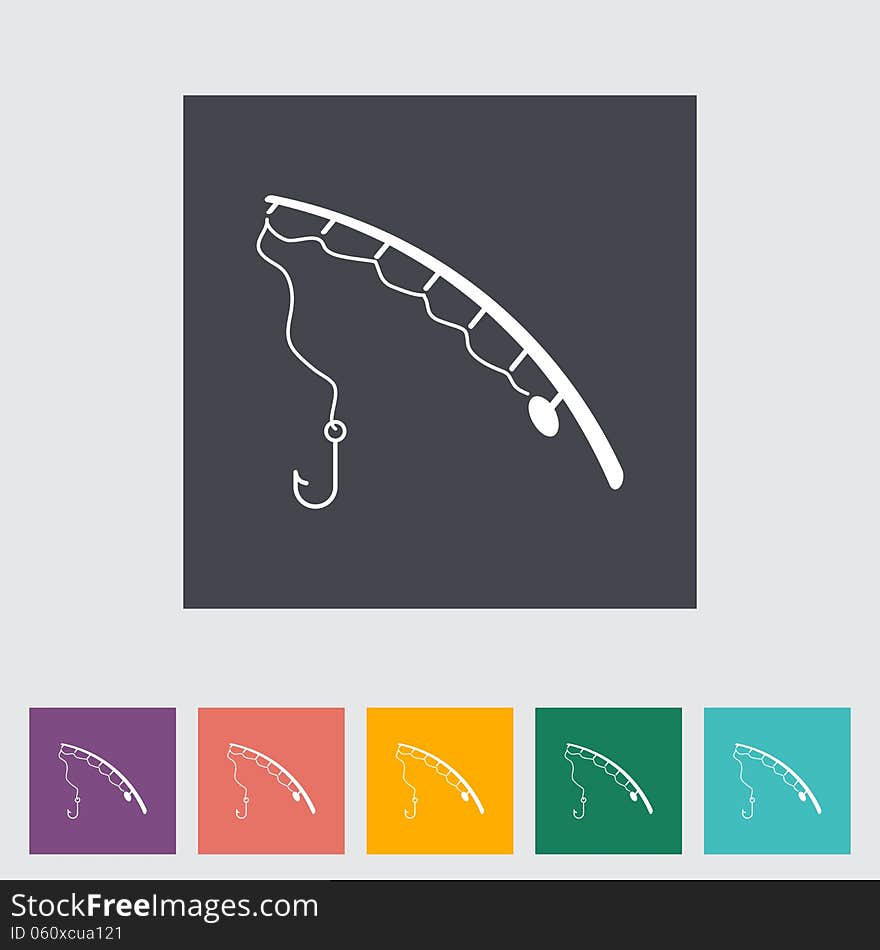 Fishing rod. Single icon. Vector illustration.