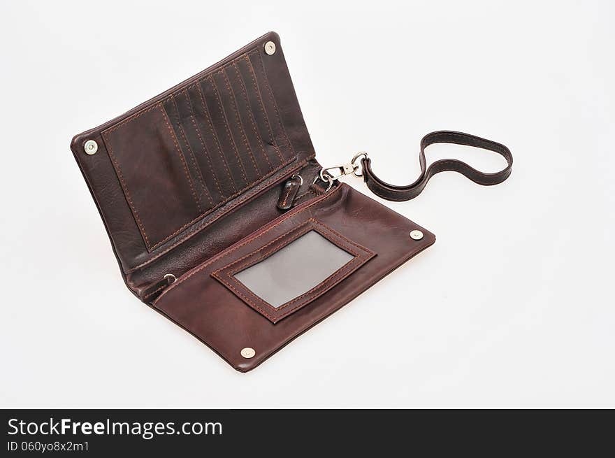 Open empty wallet. It is isolated on a white background