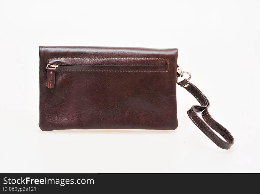 Brown purse on a white background