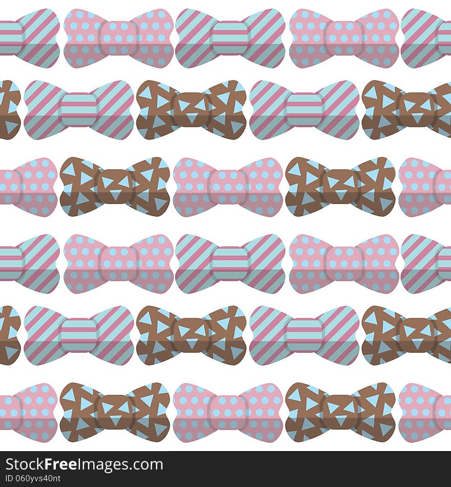 Bow seamless hipster pattern vector set background