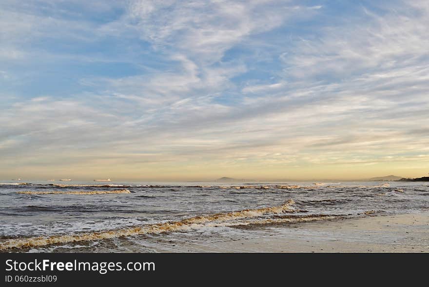 Seascape on the Atlantic ocean at sunrise. Seascape on the Atlantic ocean at sunrise