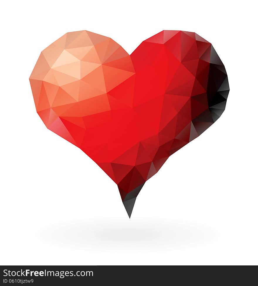 Isolated red heart of triangles. Isolated red heart of triangles