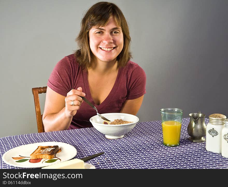 Woman Eating Gluten-free Breakfast