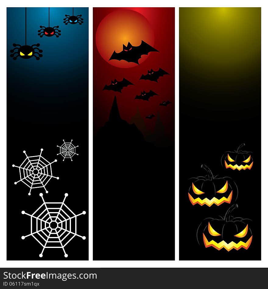 Happy Halloween day banner set design, illustration