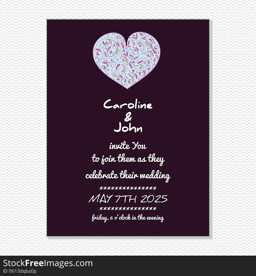 Wedding card or invitation with abstract floral background