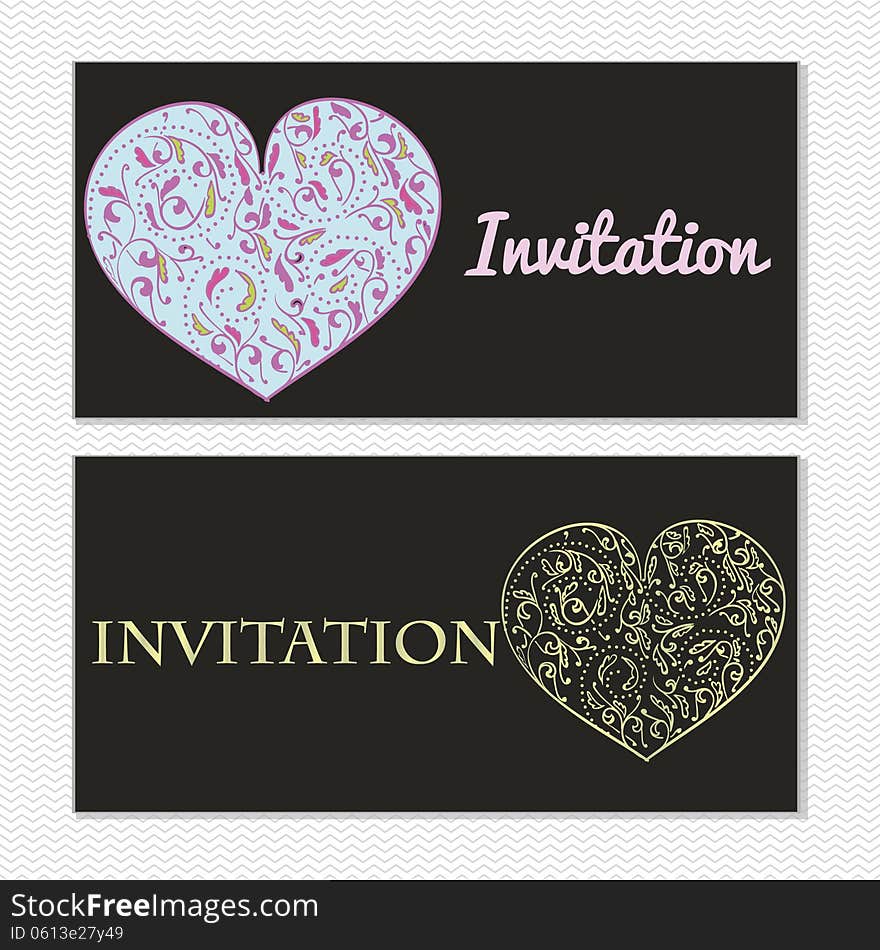 Wedding card or invitation with abstract floral background