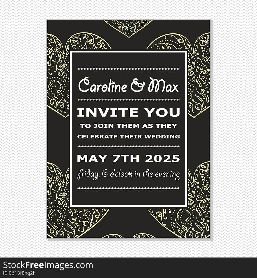 Wedding card or invitation with abstract floral background