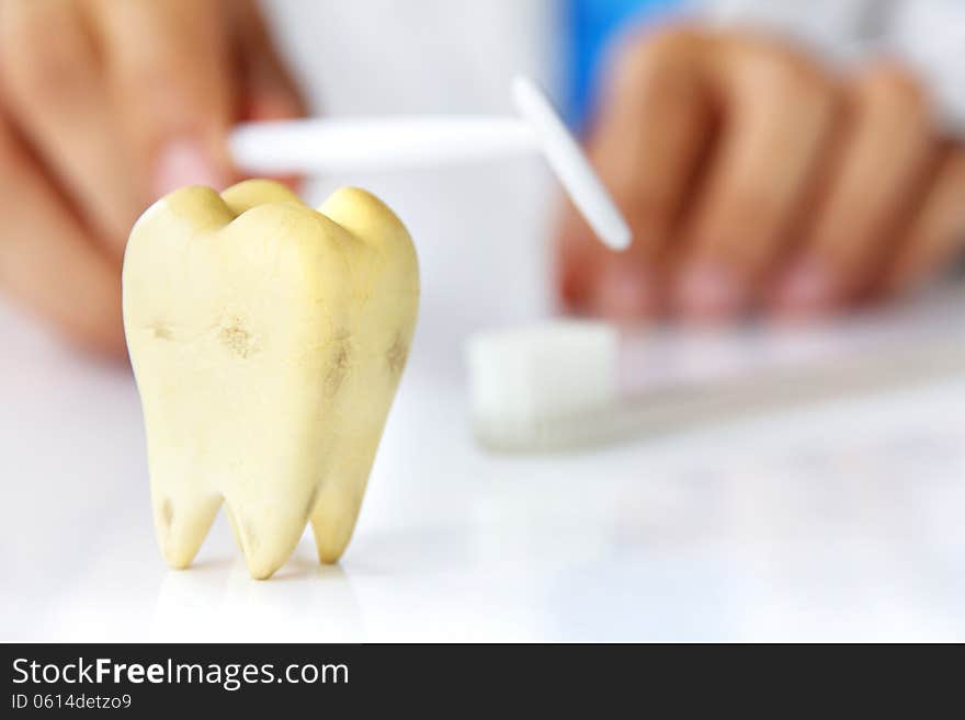 Dentist holding dental Mirror