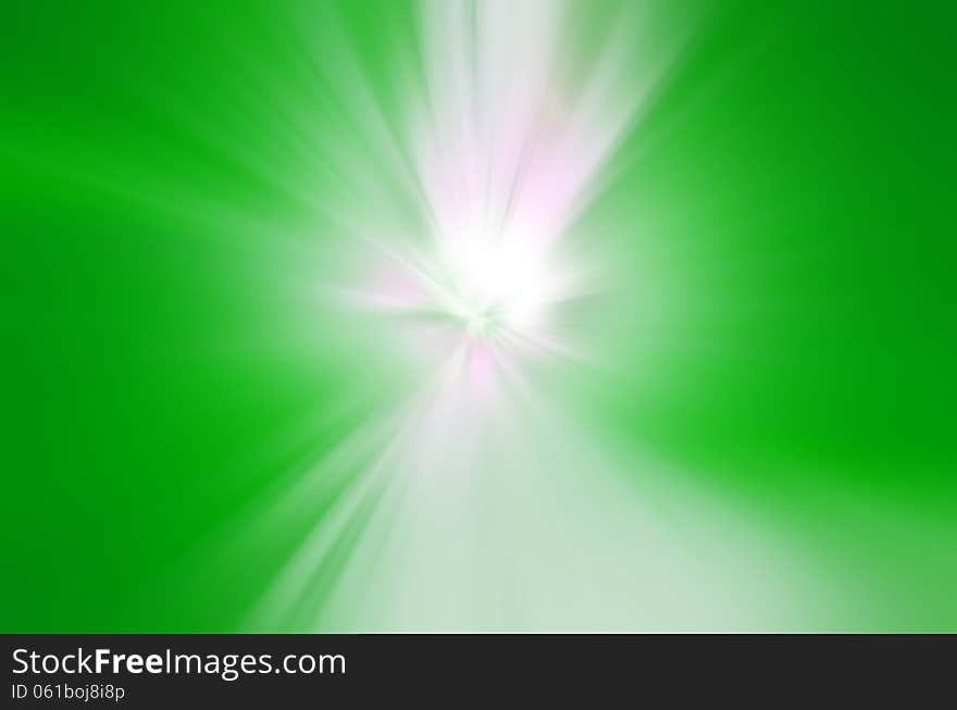 Beam of green light and white center. Beam of green light and white center