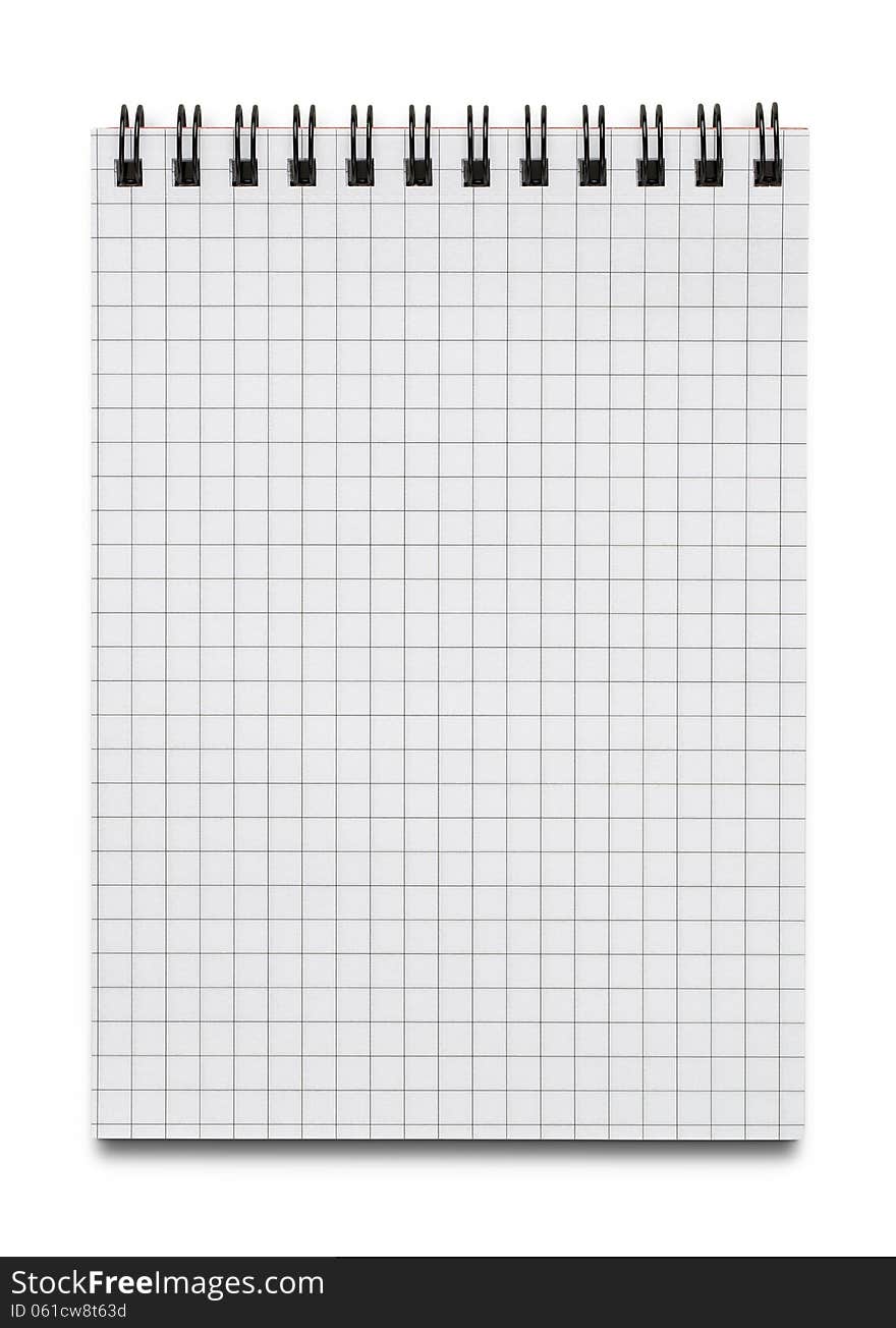 Blank notebook isolated on white background with copy space