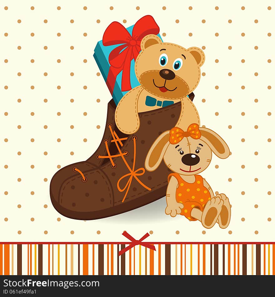 Shoes with gifts - vector illustration