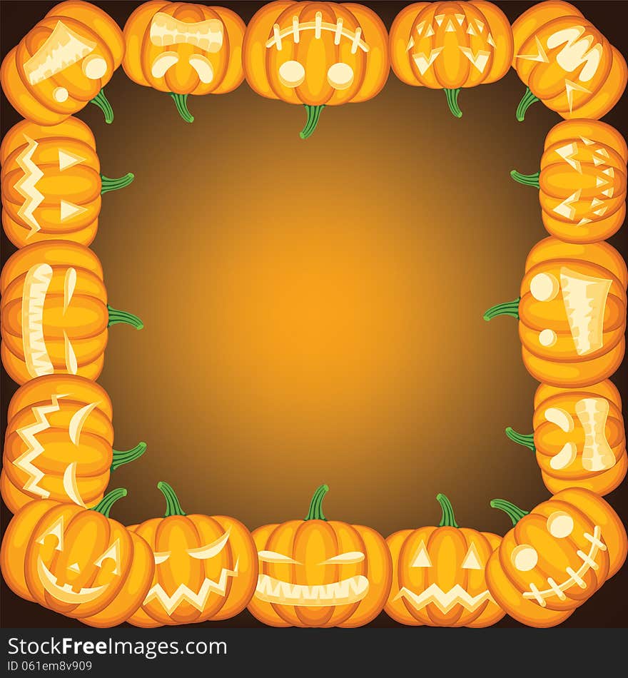 Halloween background with pumpkin frame