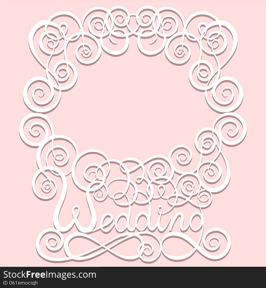 Wedding card with paper swirl frame