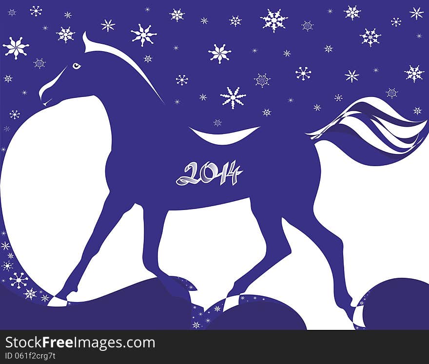 Illustration with New Year 2014 symbol of a horse. Illustration with New Year 2014 symbol of a horse