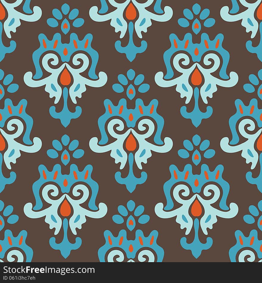 Seamless vintage Damask Flower Pattern Vector. Seamless vintage Damask Flower Pattern Vector