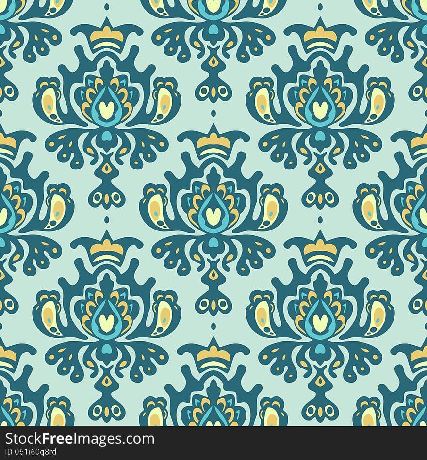 Contemporary Damask Seamless textile Pattern Vector illustration. Contemporary Damask Seamless textile Pattern Vector illustration