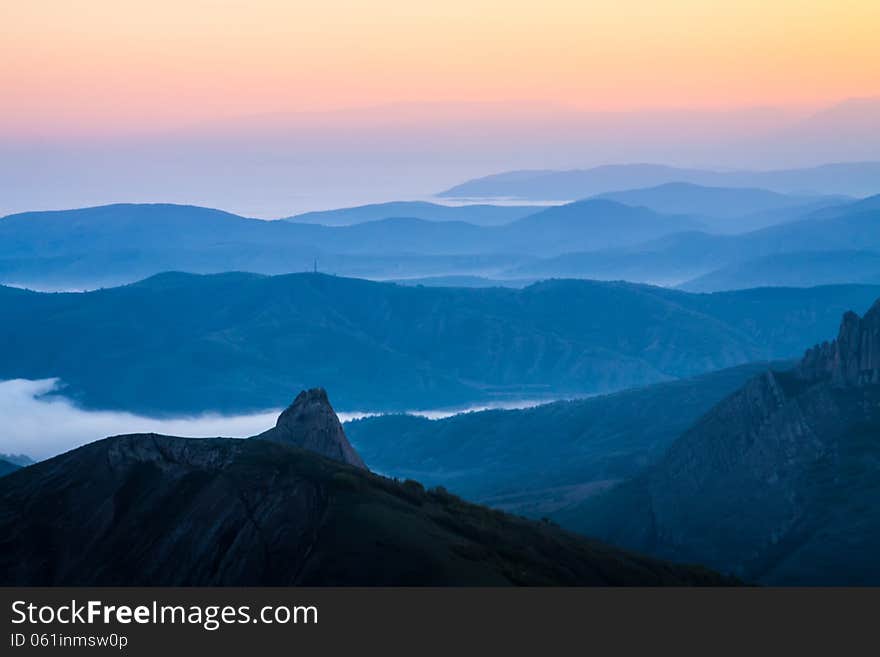 Sunrise in hight mountains. See my other works in portfolio.