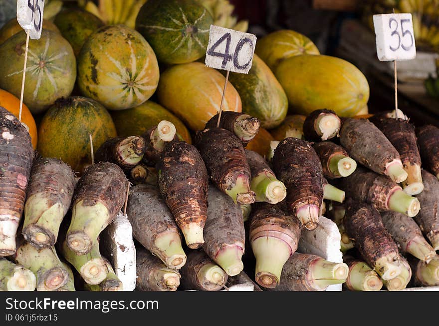 Taro in local market, Thailand