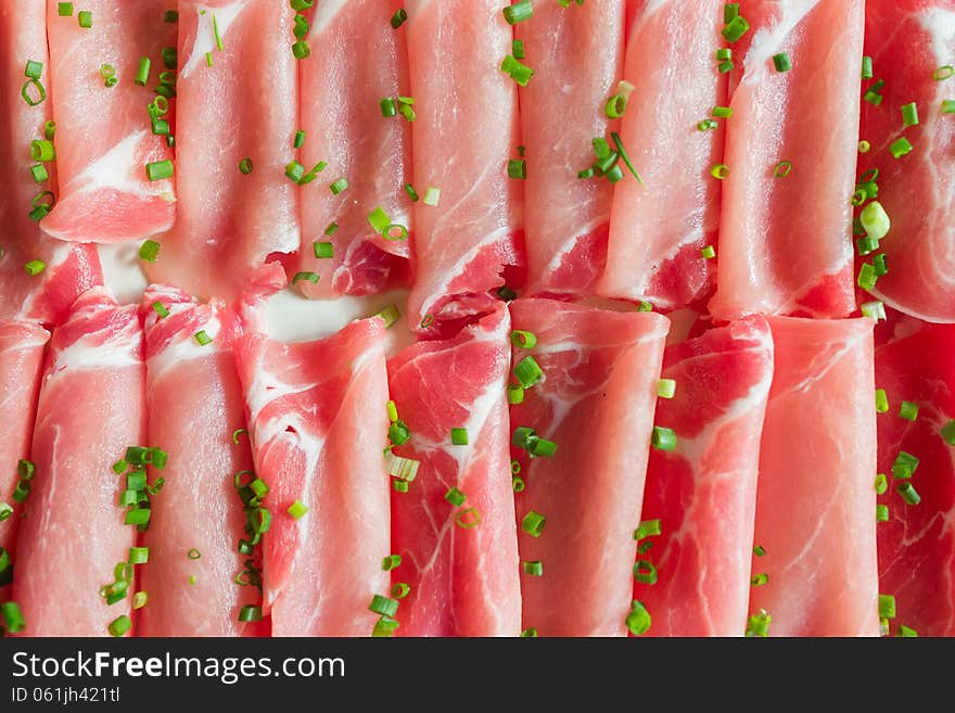 Thin sliced pork meat for chabu style japanese restaurant