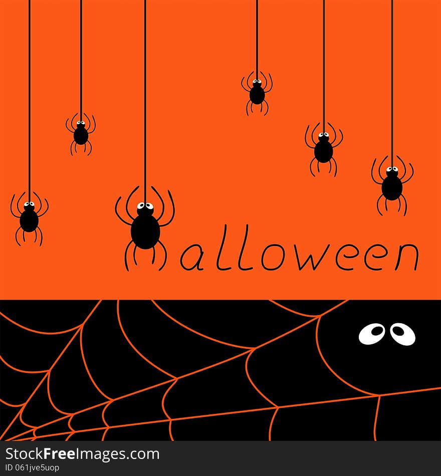 Halloween spider card, vector illustration