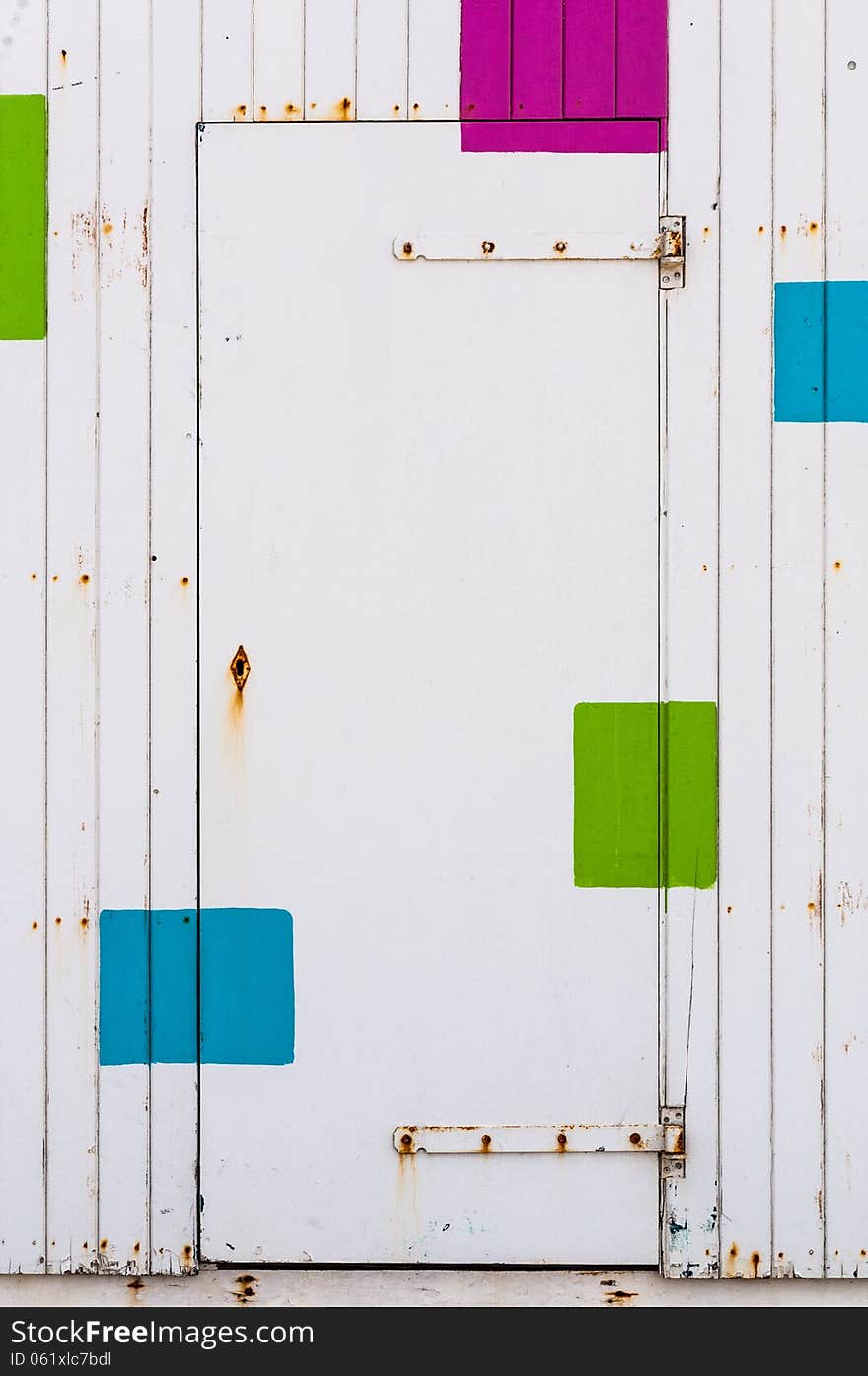 Multicolored entrance to a beach cabin. Multicolored entrance to a beach cabin