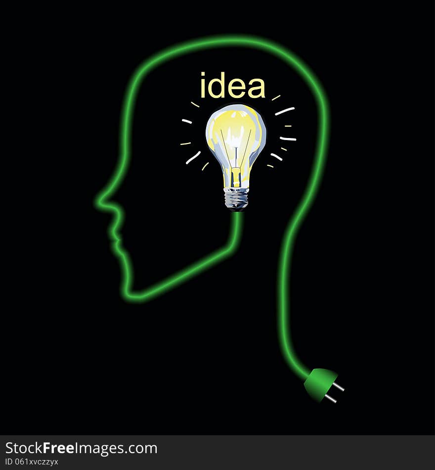 Brain head lightbulb man vector illustration