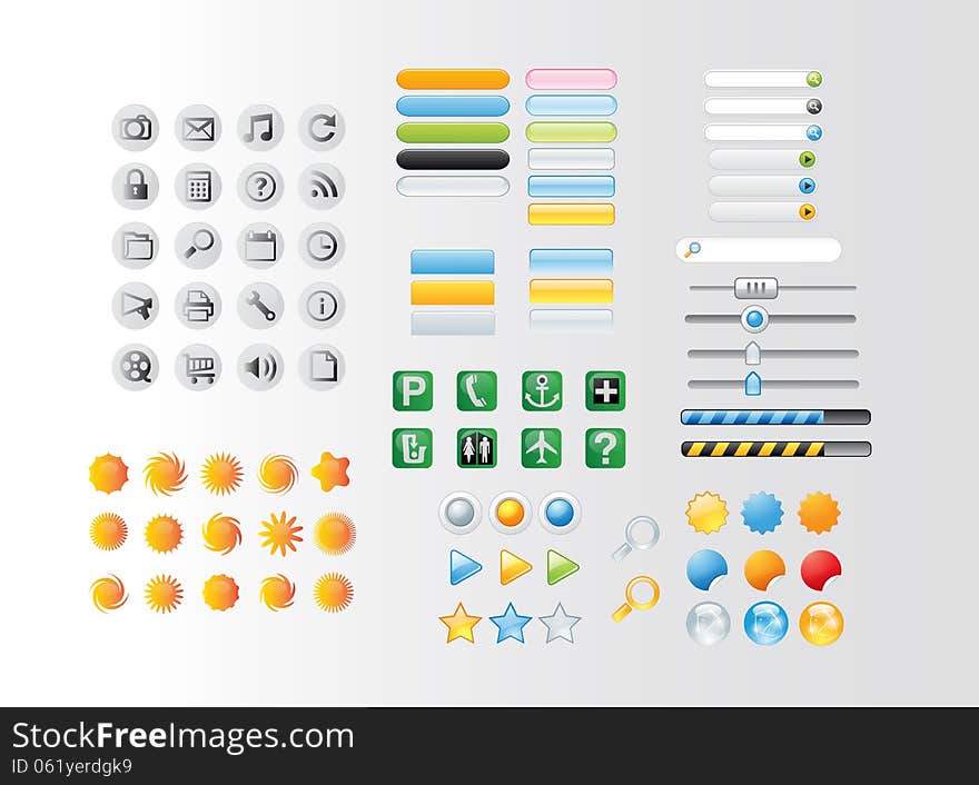 Web buttons,icons and bars. Web buttons,icons and bars