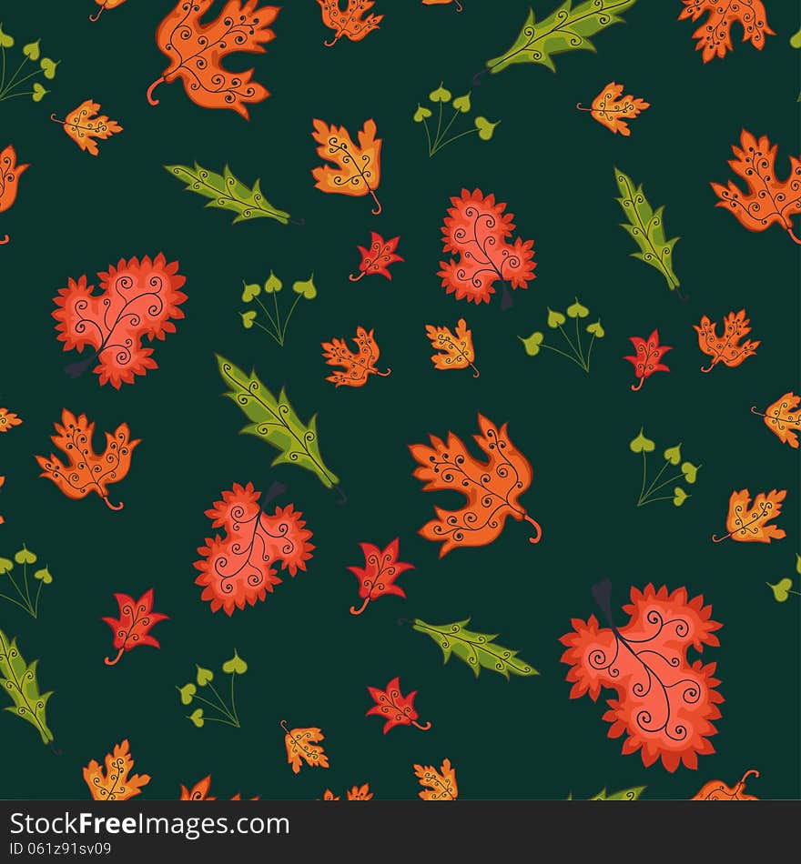 Autumn seamless background, vector illustration.