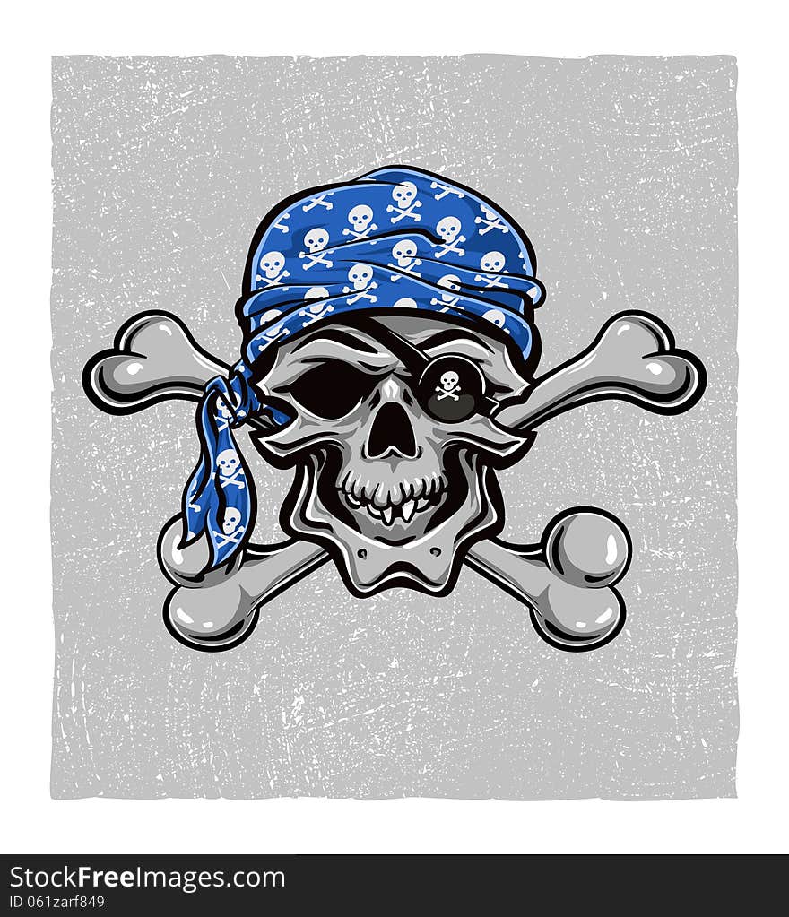 Pirate Skull. Hand Drawn. Vector Eps8