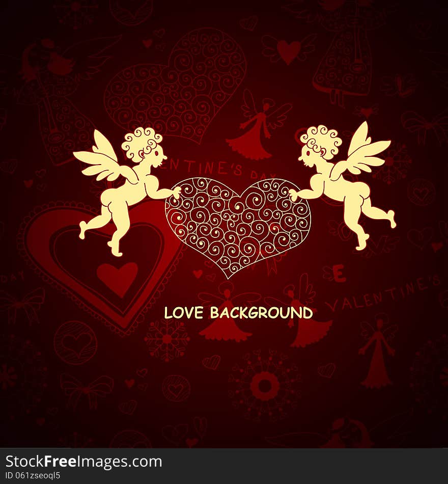 Two angels. Romantic Love background