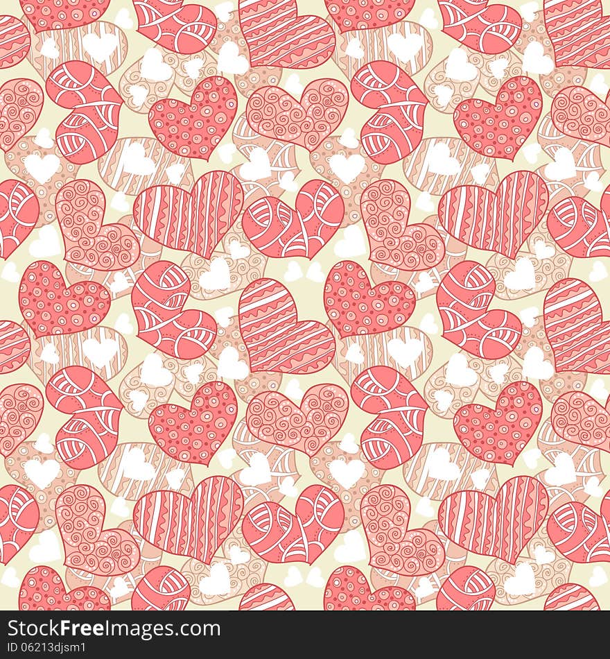 Seamless texture with hearts