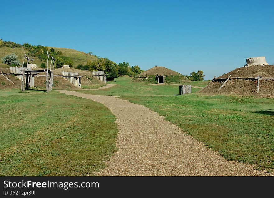 native indian earth lodges  in North Dakota