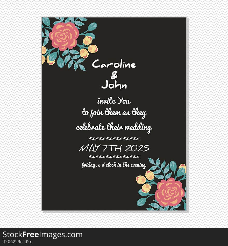 Wedding card or invitation with abstract floral background