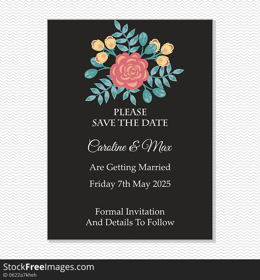 Wedding card or invitation with abstract floral background