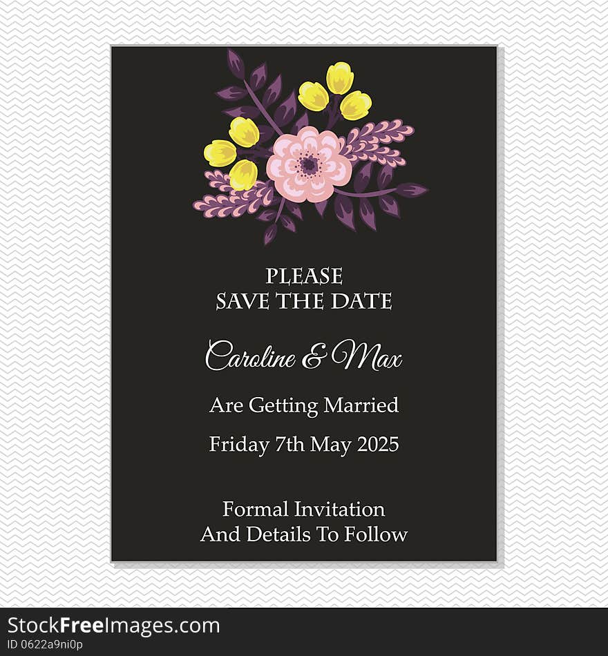 Wedding card or invitation with abstract floral background